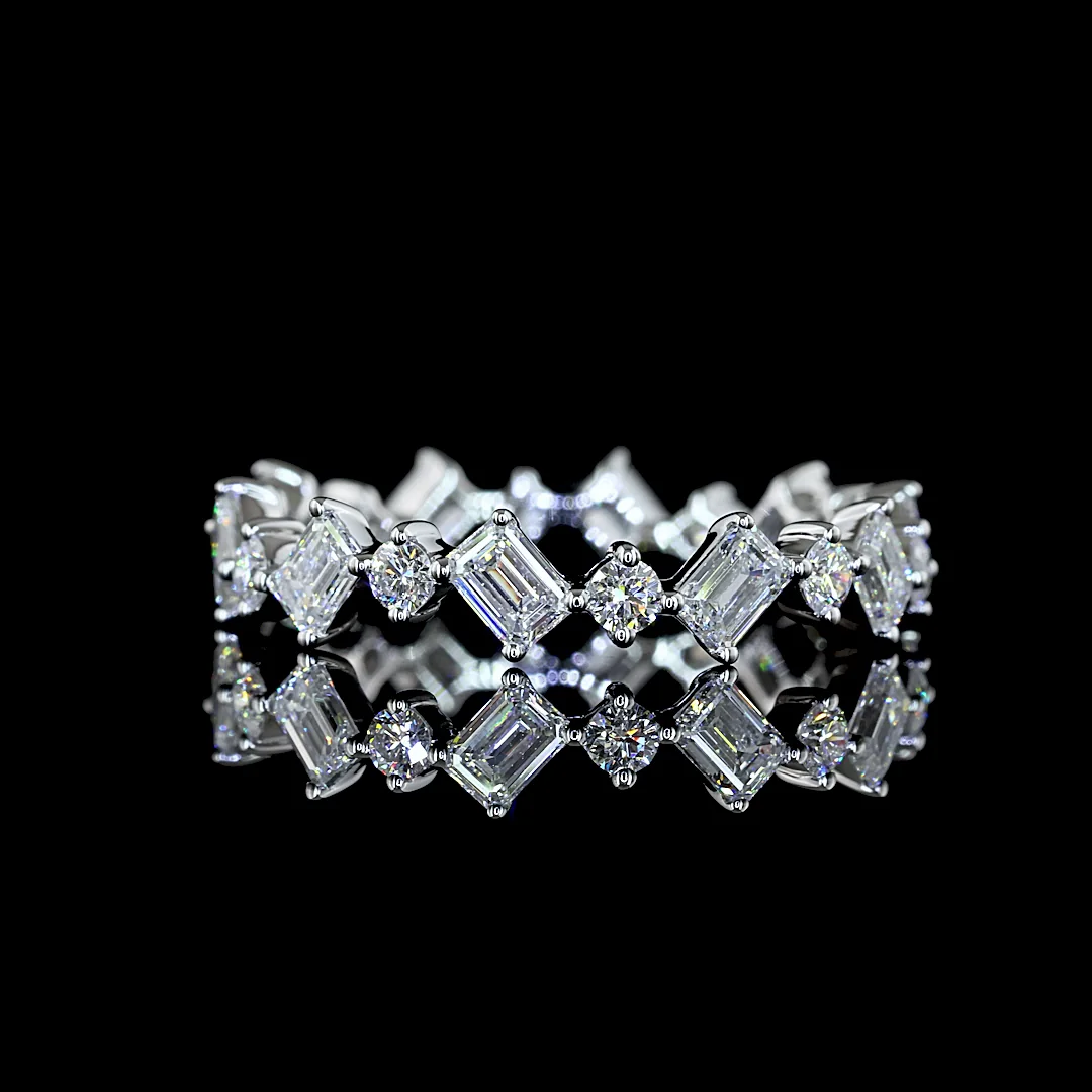 1.19 Cts 14k White Gold Emerald Shape Eternity Band Eternity Band