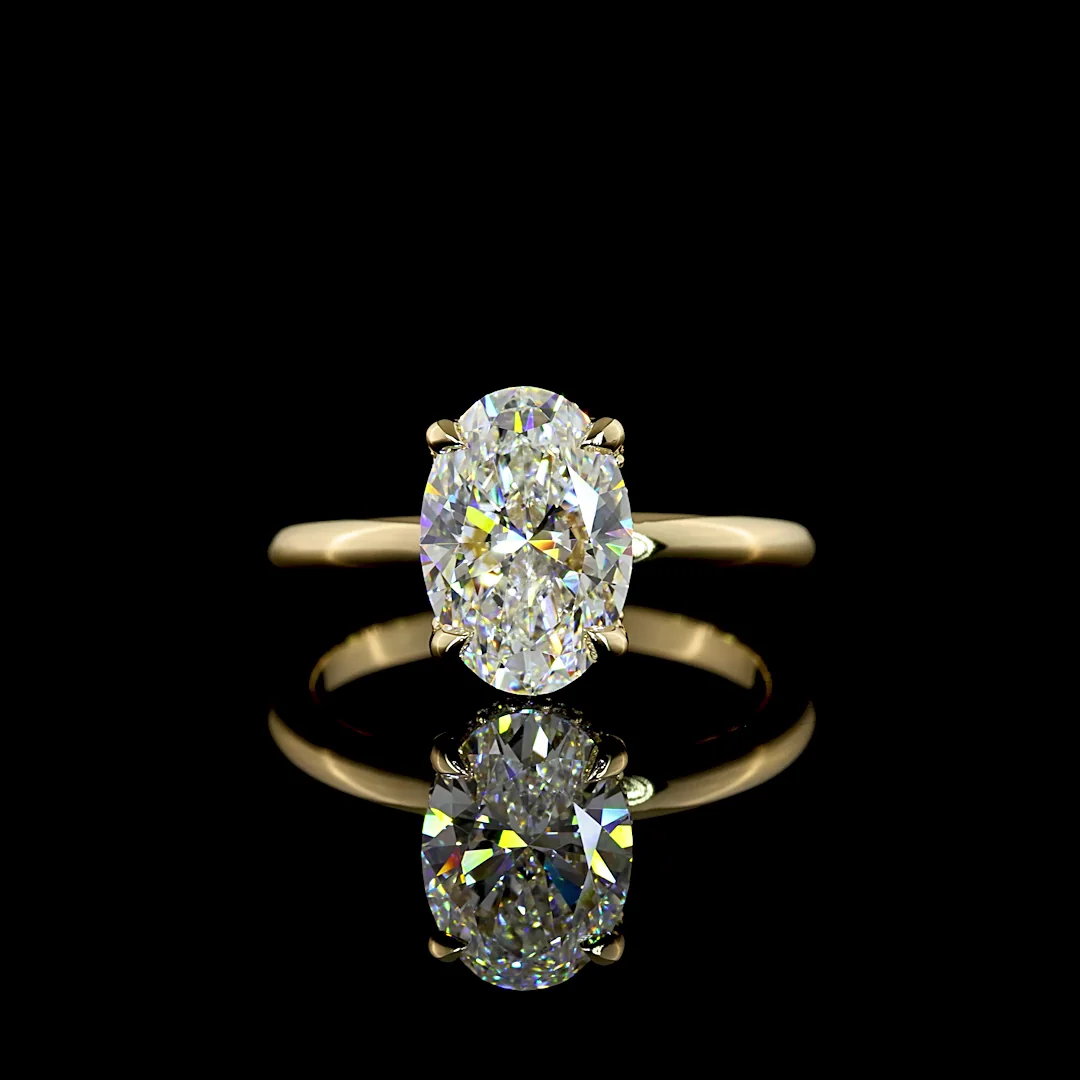 2.24 Cts 14k Yellow Gold Oval Shape Hidden Halo Ring