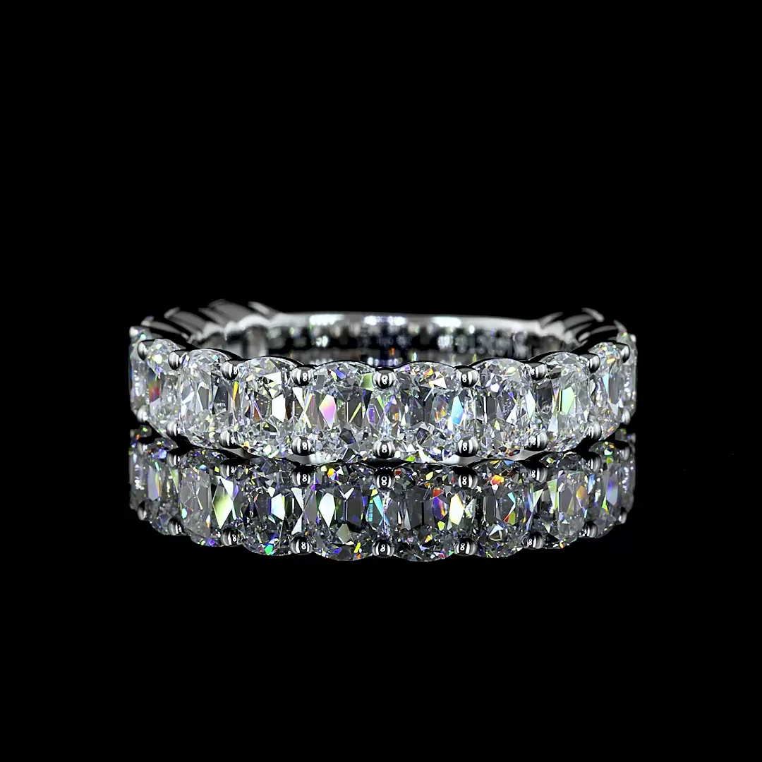 3.11 Cts 14k White Gold Antique Cushion Shape 3/4 Band Eternity Band