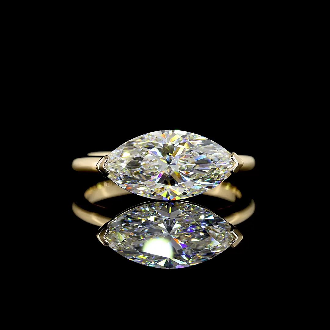2.59 Cts 14k Yellow Gold Marquise Shape Solitaire Ring