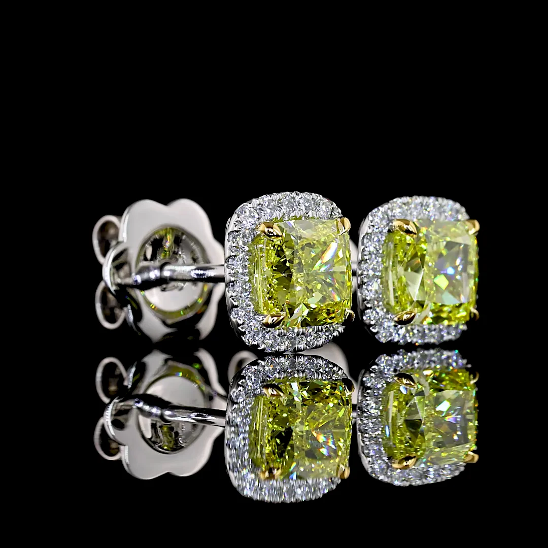 1.62 Cts Platinum Cushion Brilliant Shape Halo Studs Earring