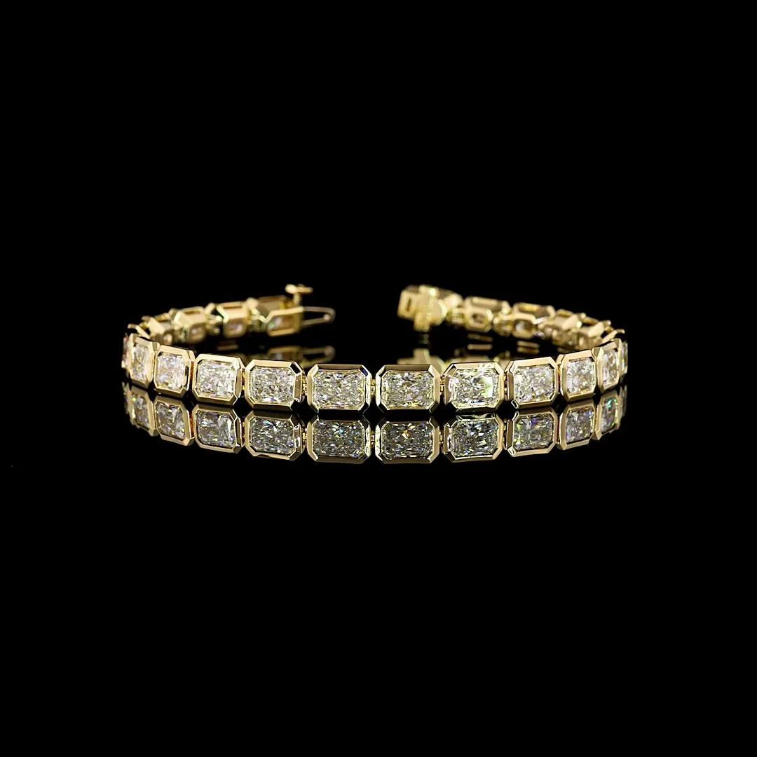 14.93 Cts 14k Yellow Gold Radiant Shape Tennis Bracelet