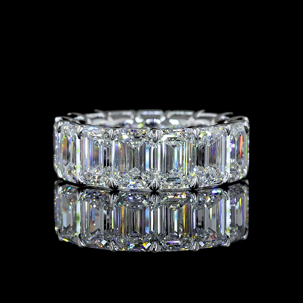 13.56 Cts 14k White Gold Emerald Shape Eternity Band Eternity Band