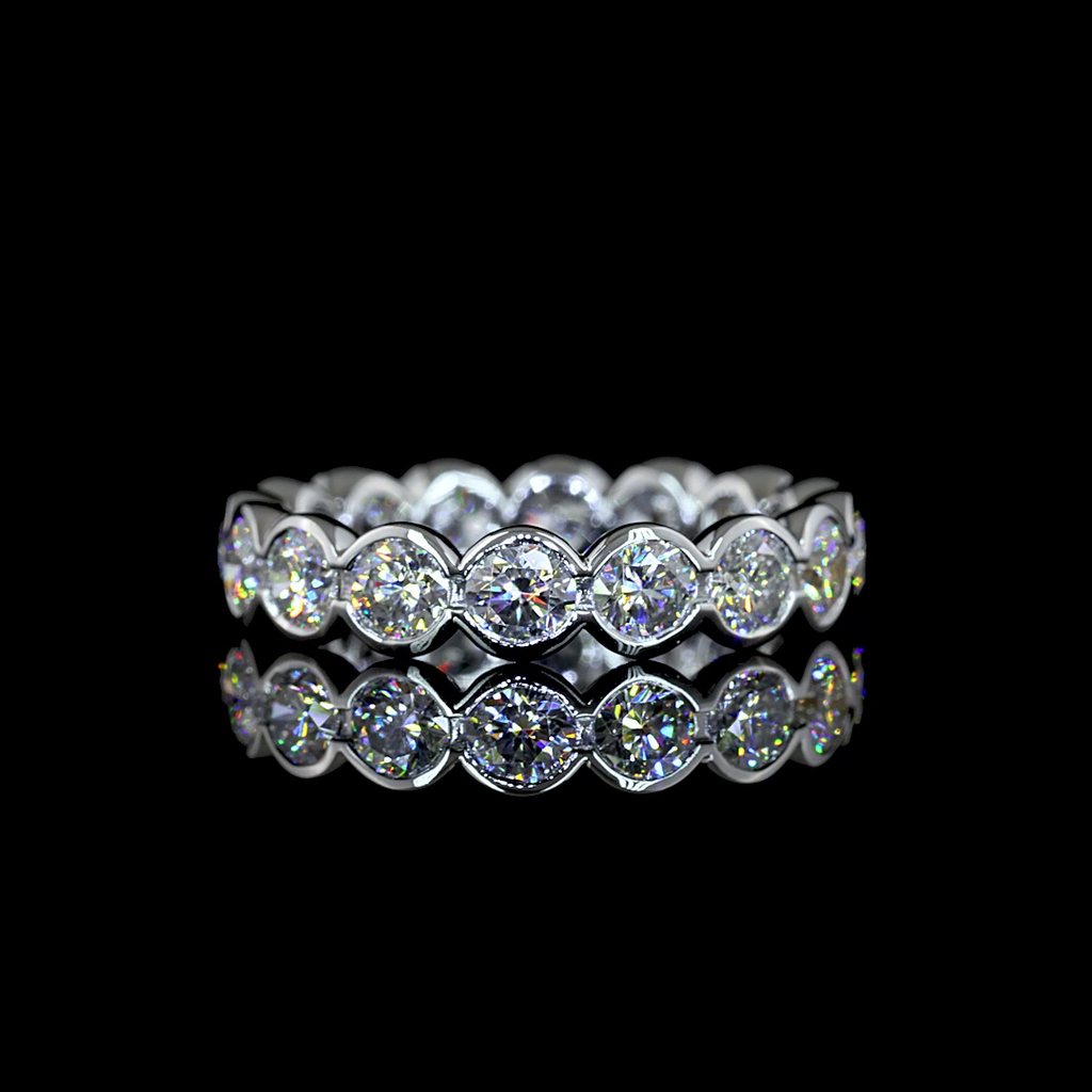 2.44 Cts 18k White Gold Round Shape Eternity Band Eternity Band