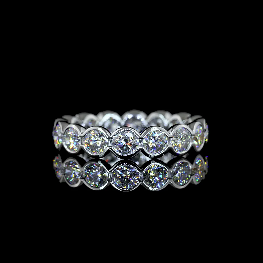 2.44 Cts 18k White Gold Round Shape Eternity Band Eternity Band