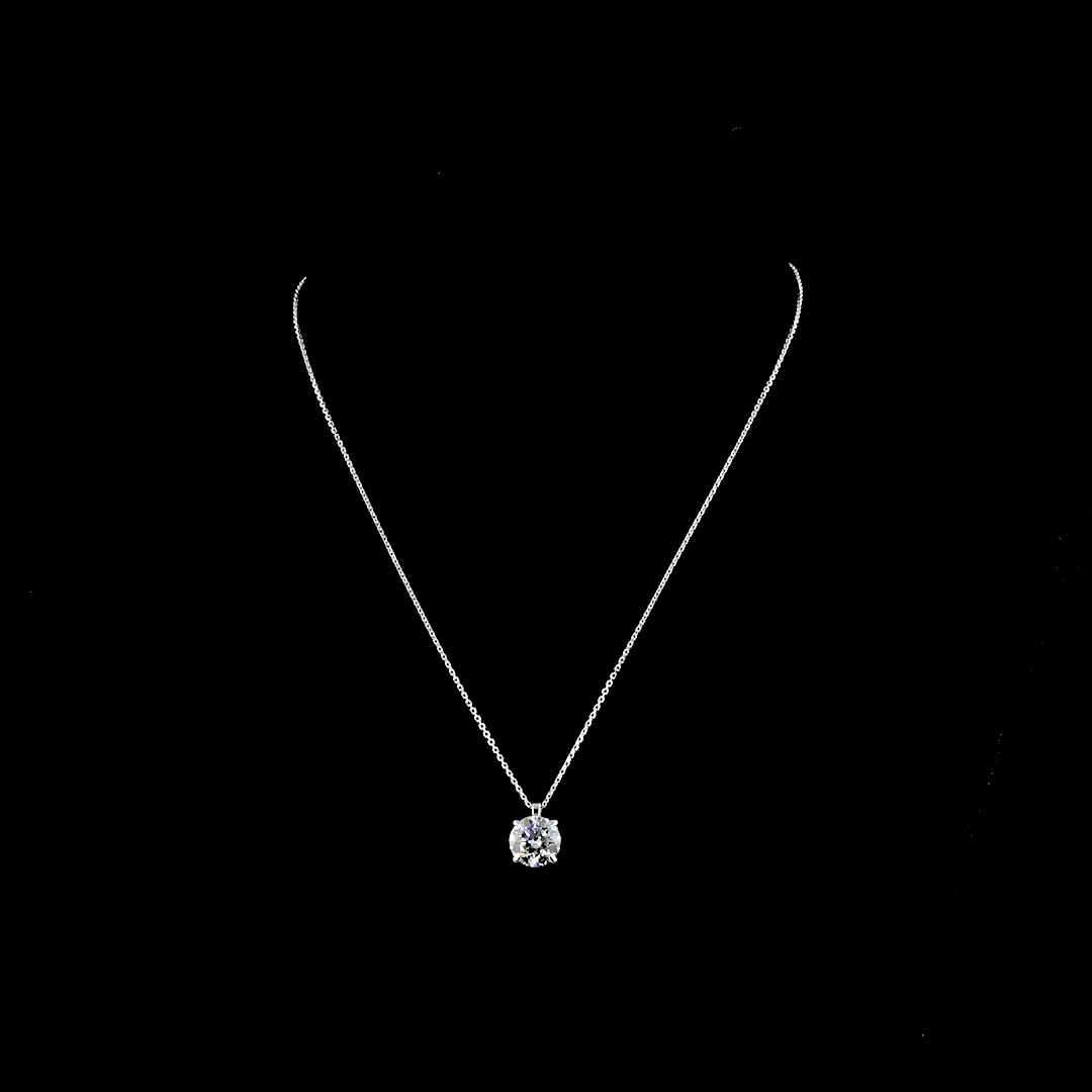 3.07 Cts 14k White Gold Round Shape Solitaire Pendant