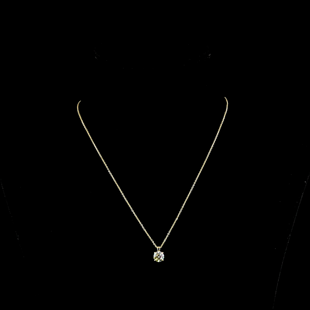 1 Cts 14k Yellow Gold Round Shape Pendant Pendant