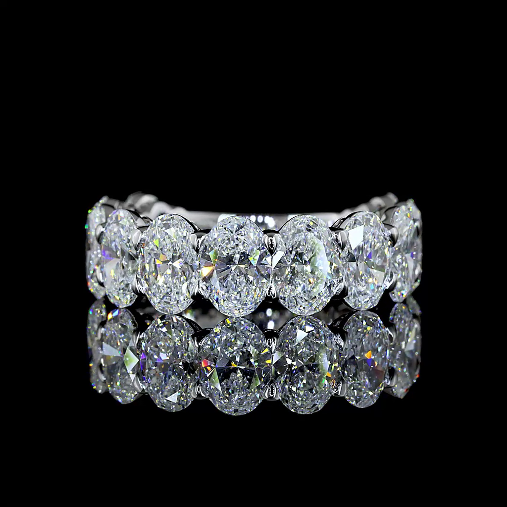5.78 Cts 14k White Gold Oval Shape 3/4 Band Eternity Band
