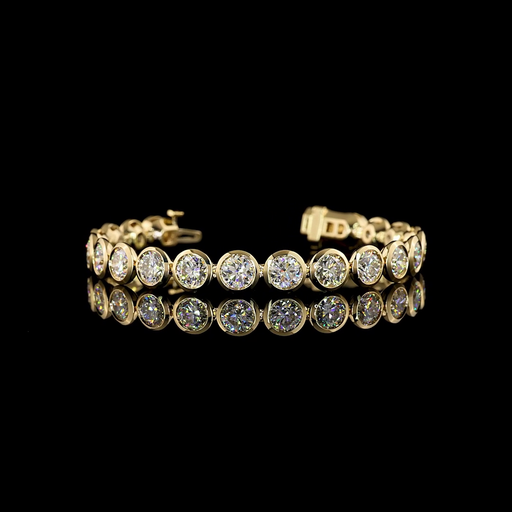 [BC14YTSRD1550B] 18.45 Cts 14k Yellow Gold Round Shape Tennis Bracelet