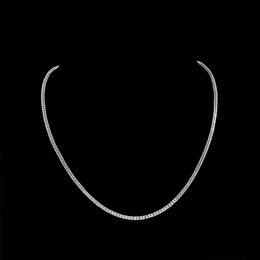 4.6 Cts 14k White Gold Round Shape Tennis Necklace