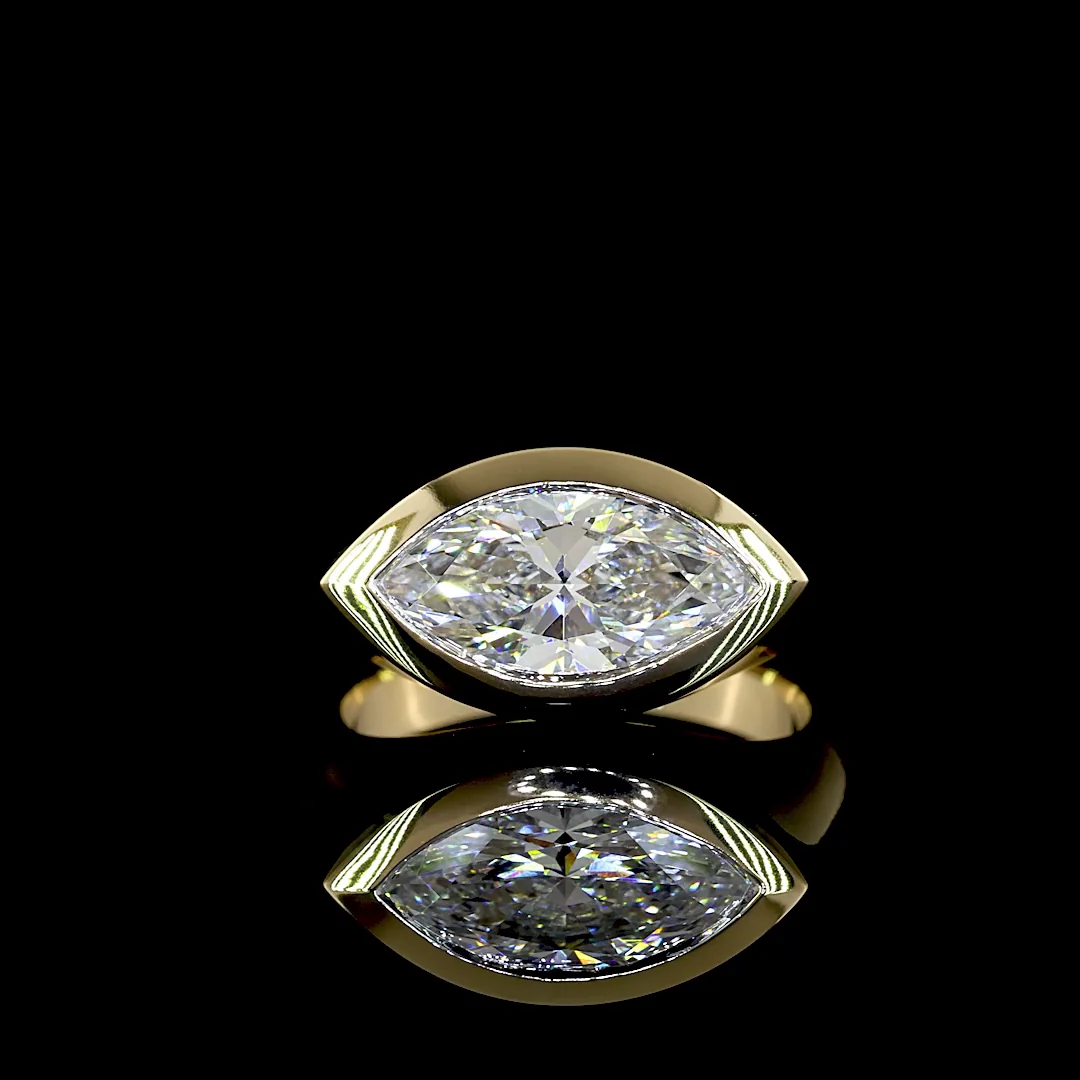 2.5 Cts 14k Yellow Gold Marquise Shape Solitaire Ring