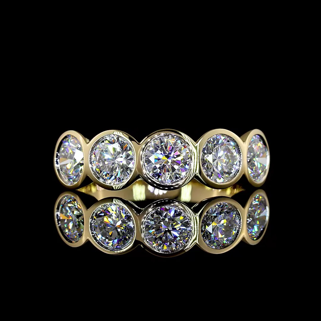 2 Cts 14k Yellow Gold Round Shape 5 Stones Eternity Band