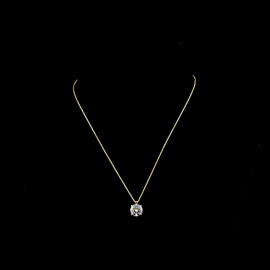 3.04 Cts 14k Yellow Gold Round Shape Solitaire Pendant