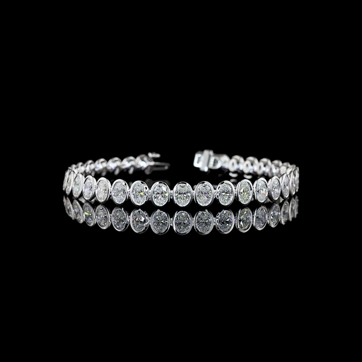 [BC14WTSOV1050BNS] 10.74 Cts 14k White Gold Oval Shape Tennis Bracelet