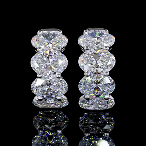 [ER14WHGOV500PEW] 5.29 Cts 14k White Gold Oval Shape Huggies Earring