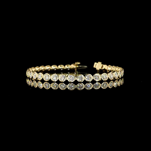 [BC14YTSRD700B] 7.14 Cts 14k Yellow Gold Round Shape Tennis Bracelet