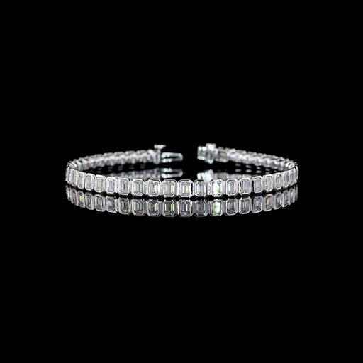 [BC14WTSEM700BNS] 7.33 Cts 14k White Gold Emerald Shape Tennis Bracelet