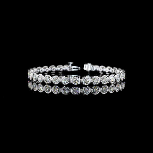 [BC14WTSRD950B] 9.9 Cts 14k White Gold Round Shape Tennis Bracelet