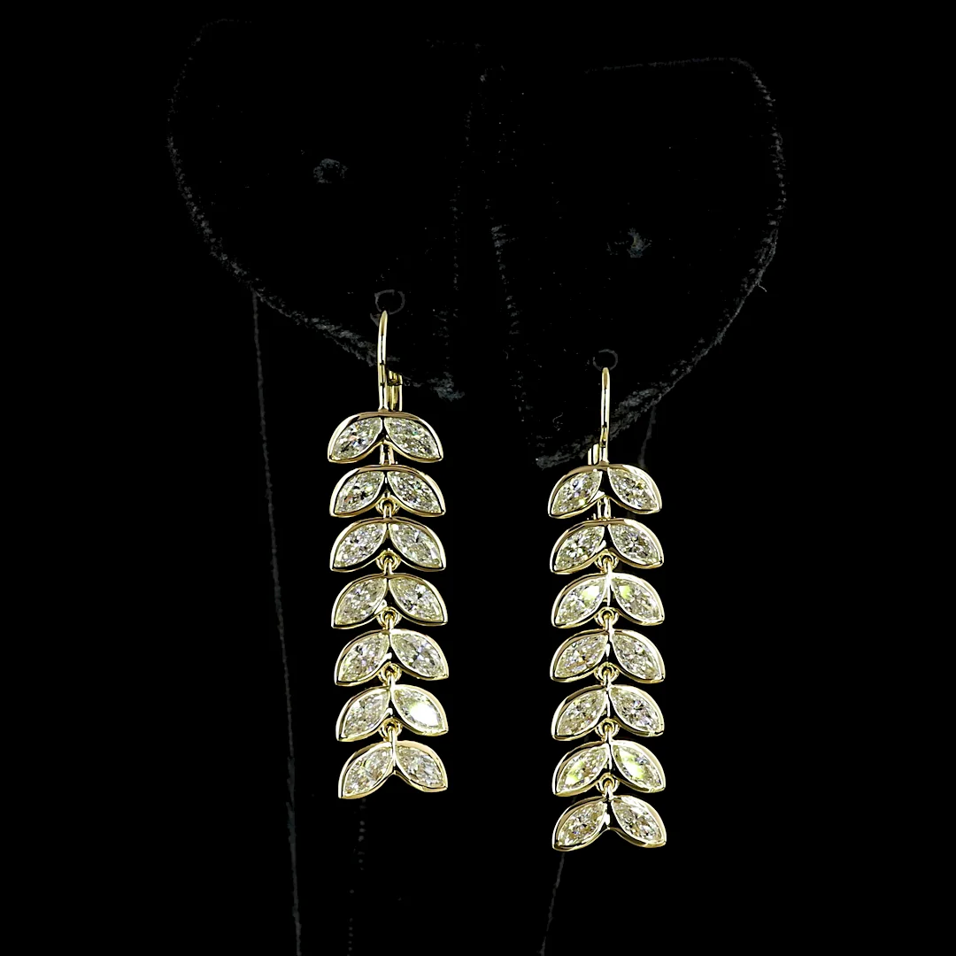 3.33 Cts 14k Yellow Gold Marquise Shape Hanging Earring