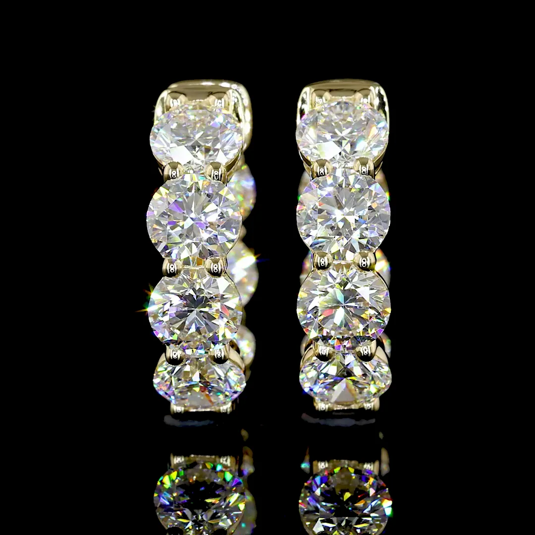 3.87 Cts 14k Yellow Gold Round Shape Huggies Earring