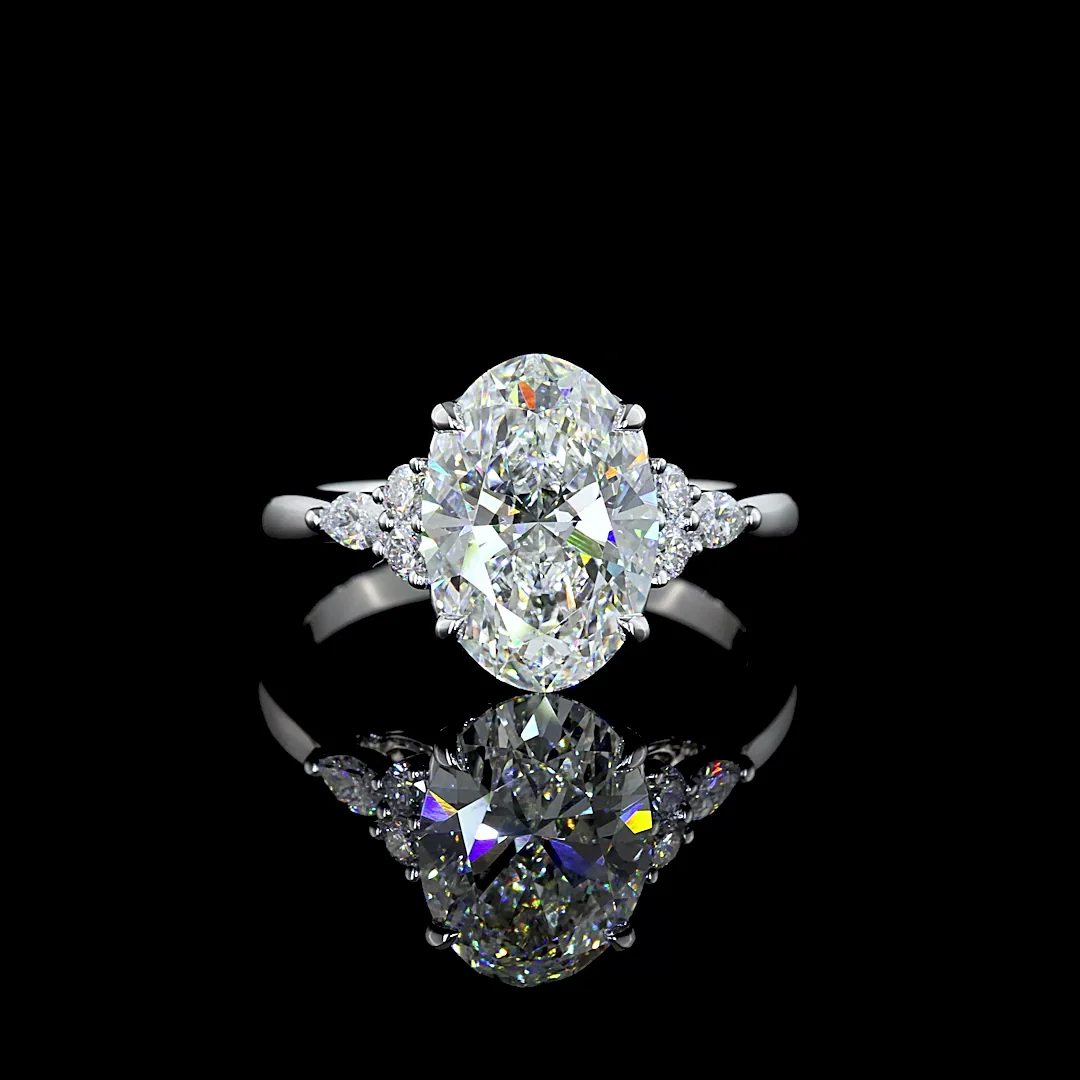 3.26 Cts 14k White Gold Mix Shape Special Ring