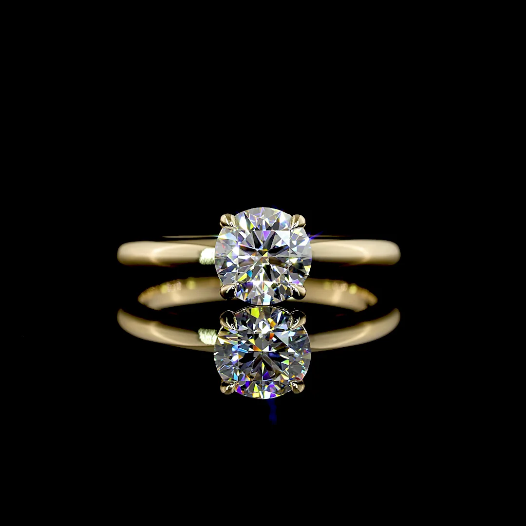 1 Cts 14k Yellow Gold Round Shape Solitaire Ring