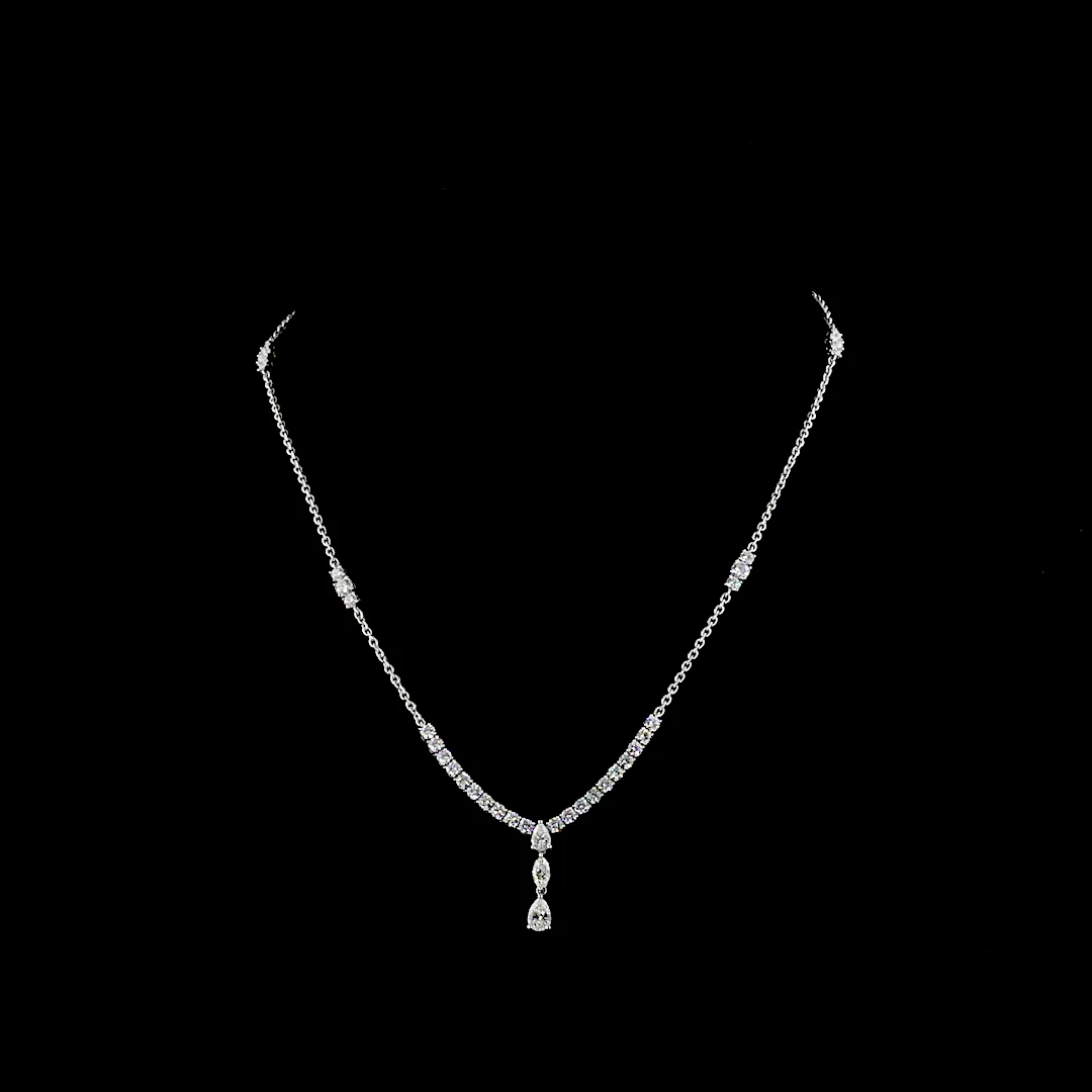 3.04 Cts 14k White Gold Mix Shape Special Necklace