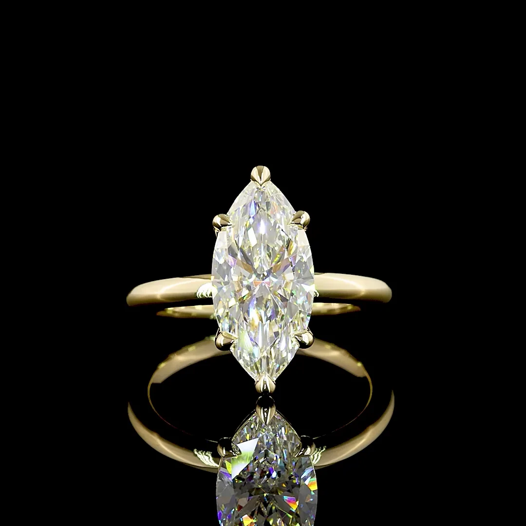 3.22 Cts 14k Yellow Gold Marquise Shape Solitaire Ring
