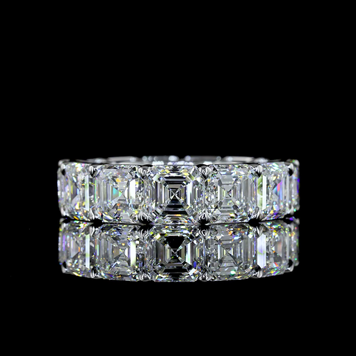 [EB14WAS1300P] 13.25 Cts 14k White Gold Asscher Shape Eternity Band Eternity Band