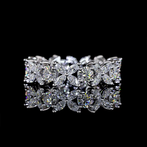 [EB14W200PIN] 2.28 Cts 14k White Gold Mix Shape Eternity Band Eternity Band