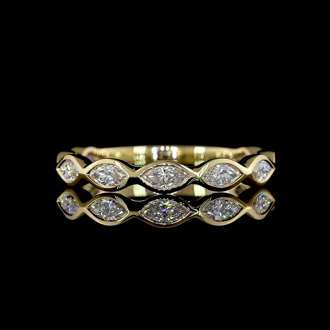 0.69 Cts 14k Yellow Gold Marquise Shape 3/4 Band Eternity Band
