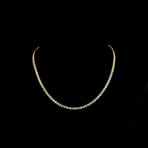[NK14WTSRD600B] 6.09 Cts 14k Yellow Gold Round Shape Tennis Necklace