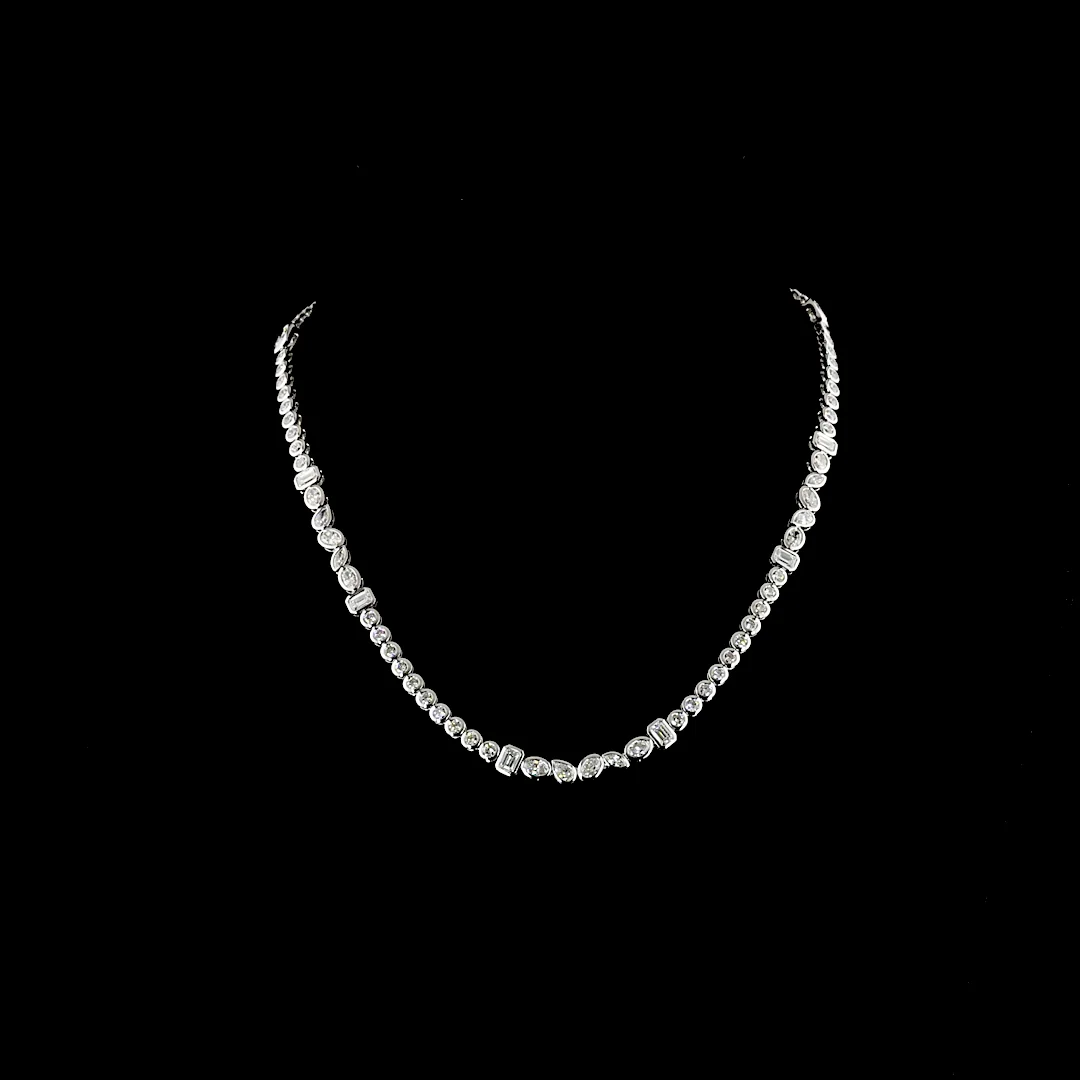 10.21 Cts 14k White Gold Mix Shape Special Necklace