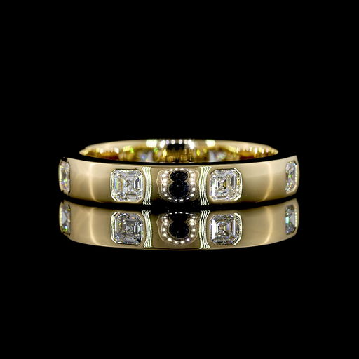 [EB14YAS75F] 0.83 Cts 14k Yellow Gold Asscher Shape Eternity Band Eternity Band