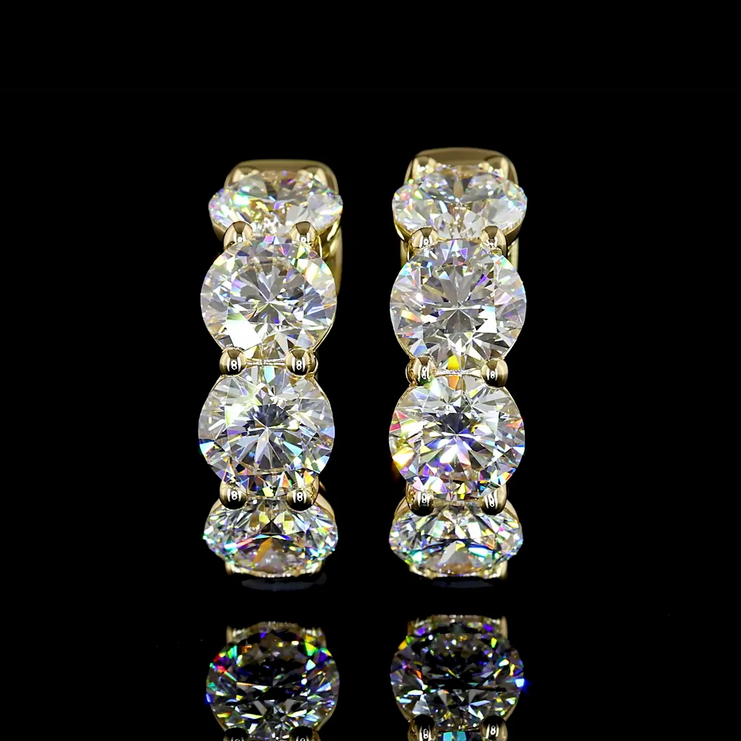 3.41 Cts 14k Yellow Gold Round Shape Huggies Earring