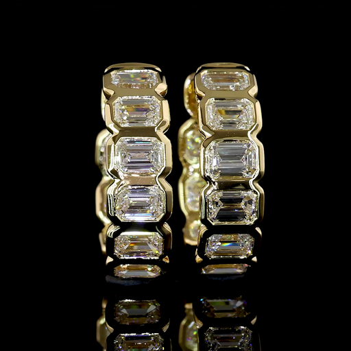 [ER14YHNEM175BEW] 1.79 Cts 14k Yellow Gold Emerald Shape Huggies Earring